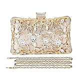 CORIOS Borsetta da Sera Donna Strass Clutch Elegante Pochette Piccolo con Catena Borsa a Mano Borsa a Tracolla Borsa a Spalla per Cocktail Festa Ballo Cerimonia Oro