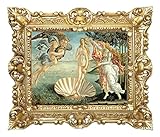 LIGUORO SHOP Quadro La Nascita di Venere di Botticelli Riproduzione Stampata su Banner Telato con Cornice Barocca cm 45x37 (Oro)