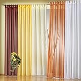 Tenda trasparente con passanti, in morbido voile con strisce effetto di colore giallo, 245 x 130 cm (altezza x larghezza), facile da applicare a tutte le aste per tende, ottima qualità, confezione da