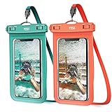 YOSH Custodia Impermeabile Smartphone 2 Pezzi, IPX8 Porta Cellulare Subacquea, Porta Cellulare Impermeabile per iPhone 15 14 Pro XR Samsung S23 S22 Xiaomi Huawei Fino a 6.8  , Verde e Arancio