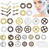 Gukasxi 80 Pezzi Steampunk Eye Decalcomanie Metallo Antico Steampunk Accessori Fai da Te Colori Assortiti Steampunk Gear Ruota dentata 3D Punk Nail Art Foil Stickers Decal per Articoli per Feste