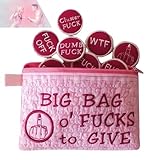 Big Bag of F*cks To Give Zipper Pouch,big Bag of F*cks To Give Zipper Pouch Beautiful Fucks,Beautiful F*ck Bag with 9/17 Different Coins,Handmade 3D F*Ck Embroidered Badge,Funny Gifts for Friends-Pink