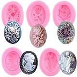 RFGHAC Set di 5 stampi in silicone a forma di cammeo a forma di rosa con angelo e fatina, stampo per cioccolato e cioccolato, per decorare torte e cupcake, pasta di gomma, argilla polimerica