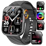 2024 Smartwatch Uomo con ECG/HRV/Acido Urico/Lipidi/Sonno/BMI/Temperatura Corporea/Pressione Sanguigna/Cardiofrequenzimetro, 1,97"AMOLED Orologio con Bluetooth Chiamate,Pulsante SOS, per Android iOS