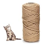 Corda in Sisal per Albero Tiragraffi da 6 mm, 30m Corda per Tiragraffi Filo Naturale, per Ricambi Tiragraffi, Accessori Gatti, Casa Decorazione, Decorazione Giardino e Artigianato