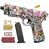 Pistola Giocattolo, Pistole Blaster con 100 Proiettili in Schiuma e Motivo Graffiti, Sport Gioco di Tiro Esterno All aperto Pistola Giochi Regalo di Compleanno Natale per Bimbi Bambini di 7 8 9+ Anni