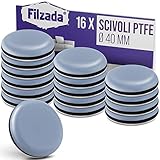 Filzada® 16x Piedini per mobili autoadesivo in Teflon -Ø 40 mm (rotondo) - Scivoli per mobili professionali/scivoli per tappeti in PTFE (teflon)