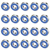 CODIRATO 20 Pezzi Cuscinetto a Sfere 608RS in Metallo Mini Cuscinetti per Pattini Rollerblade Skateboard (8mm x 22mm x 7mm, Blu)