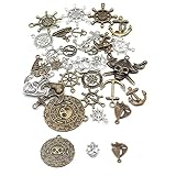 XPEX 30 Pezzi Ciondoli Per Bijoux Fai Da Te,Pirata Charms Ciondolo Per Gioielli In Argento Bronzo Charms Ciondolo In Metallo Antico Steampunk Gear Charms Per Gioielli Artigianato Braccialetto Collana