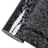 CompraFun Pellicola Carbonio Forgiato, Pellicola Adesiva per Auto in Vinile, Pellicola Wrapping Adesivi Auto Senza Bolle D aria, Wrapping Pellicola per Decorare Auto/Moto/Bici(Nero Lucido, 30 x 150CM)