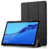 Simpeak Cover Compatibile per Huawei MediaPad T5 10, T5 10.1 Custodia, in Pelle PU " 2018 Ultra-Sottile Folio Supporto Smart Nero