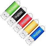 SunData 5 Pezzi 16GB Chiavetta USB Pen Drive 16GB Metallo USB2.0 Unità Memoria Flash Thumb Drive per Archiviazione Dati con Luce LED (5 colori: Nero Blu Verde Rosso Oro)