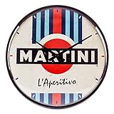 Nostalgic-Art Orologio da parete, Martini – L Aperitivo – Idea regalo per amanti dei cocktail, Grande decorazione per cucina, Design vintage, Ø 31 cm