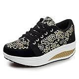 Donne Sneaker Dimagrante Scarpe Donna Passeggio Scarpe Ginnastica Fitness Cunei Piattaforma Scarpe Nero,37 EU/Etichetta 38