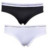 Calvin Klein Slip Bikini Modellanti Donna Confezione da 2 Cotone Elasticizzato, Multicolore (White/Black), 8-10 Anni