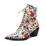 EDEFS Stivali Donna Invernali Classiche Chelsea Zip Stivaletti A Punta con Tacco Block Autunno Inverno Scarpe Multicolore EU40