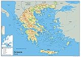 Grecia mappa fisica – Carta plastificata [GA] A1 Size 59.4 x 84.1 cm