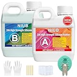 NIUB 20A 1,1kg Silicone liquido per stampi, kit per la realizzazione di stampi in silicone, gomma siliconica liquida per stampi in resina e non tossica, alta resistenza alla rottura(Verde giada)