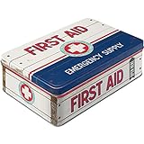 Nostalgic-Art Contenitori di Latta retrò Piatti First Aid Blue – Idea Regalo per Amanti della Nostalgia, Scatola con Coperchio, Design Vintage, 2,5 l