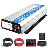 GIANDEL Inverter a onda sinusoidale pura 3000W Convertitore DC 12V a AC 220V 230V con telecomandoler prese AC doppie&Display a LED per uso home di camion RV