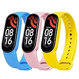 Ainiv 3 Pezzi Cinturino Compatibile con Xiaomi Mi Band 6 / Xiaomi Mi Band 5, Cinturino in Silicone Sportivo Resistente al Sudore, Cinturino Ricambio per Accessori Xiaomi, Rosa carne +Giallo +Blu