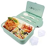 INSANYJ Porta Pranzo, Lunch Box Termico Bambini Scuola, PortaPranzo Schiscetta Pranzo per Adulti/Bambini con 3 Scomparti & 2 Posate, Microonde/Frigo/, Portavivande Termico Approvato dalla FDA