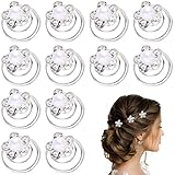 12 Pezzi Mollette Fermagli Spirali per Capelli Pearl Flower Cristallo Strass Perno Sposa per Capelli