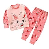 Pigiami Neonato Maniche Lunghe T Shirt Bambina Pantaloni Lunghi Set Pantaloni Bambino Casual Vestito Neonato Stampa di Cartoni Animati Pigiama Ragazzi Set 2PCS (K, 2-3 Years)