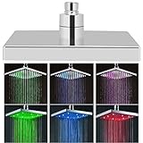 Soffione doccia luminoso LED 7 colori cangianti pioggia quadrato doccia bagno in acciaio cromato 20 x 20 cm