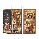 CUTEBEE DIY Book Nook Kit casa delle bambole con copertura antipolvere miniatura diorama booknook kit con luce LED,3D kit di modellazione in legno,da costruire (Magic Pharmacist)