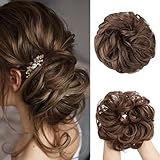 JJstar Grande Chignon Finto per Capelli, Chignon Facile per Capelli Elastico Capelli Finti Ondulato Capelli Veri Coda di Cavallo Pezzo di Capelli Spessi Updo per Donne Ragazze (Castano chiaro)