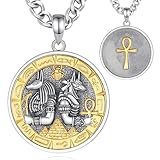 INFUSEU Collana Anubis, Argento Sterling 925 Egiziani Anubi Collane Con Ciondolo Croce Ankh Doppia Faccia Vintage Egitto Dio Runici Gioielli Ornamenti Statua Scarabeo Regali per Donne Uomo