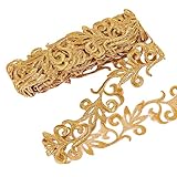 NBEADS 4m Nastri in Poliestere con Ricamo Oro, 3.4cm Adesivo Goldenrod Lace Trim Ferro su Pizzo Fiore Metallico per Cucire Costumi Abiti Decorazioni per La Casa Accessori per Indumenti