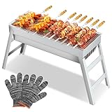 SVIPDDD Barbecue portatile in acciaio inossidabile - Barbecue compatto e pieghevole per campeggio, giardino e balcone,Barbecue da esterno, Griglia per barbecue a carbone（44 x 20 x 36 cm）