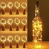 (12 pezzi) Luci per Bottiglia, kolpop Tappi LED a Batteria per Bottiglie, Filo di Rame Led Decorative Stringa Luci da Interni e Esterni per Festa, Giardino, Natalizie, Matrimonio (Bianco Caldo)