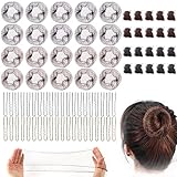 40 Pezzi Retina per Capelli Chignon, Retine per Capelli Bambina Elastiche con 40 Fermagli per Capelli a Forma di U, Invisibili Retina Chignon Danza per Ballerini Infermiere Hostess di Compagnie Aeree