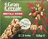 Gran Cereale - Snack Barrette 4 Cereali Mandorle e Mirtilli Rossi - Colazione e Snack Dolce - 125 gr