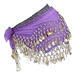 Cintura Danza Ventre, Sciarpa Danza Ventre, Cintura Danza Indiana, Ballo di Pancia Sciarpa Foulard Danza Ventre Belly Dance Hip Scarfs Costume (IT, Testo, Taglia unica, Regular, Regular, Viola)