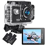 Jadfezy Action Cam 1080P, Macchina Fotografica Subacquea impermeabile 30M, Fotocamera Subacquea con Due 900mAh Batterie Ricaricabili e Kit Accessori