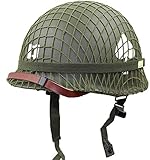 YWHCLH WW2 US M1 Casco Replica Casco Verde Acciaio con Cinturino Sottogola in Tela A Rete (A)