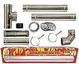 kit INOX tubi canna fumaria stufa pellet dn 80 tubo acciaio 316 regolabile 600 CE Made in Italy UNI 1856-2