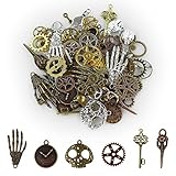 90PCS assortiti Steampunk Gears ciondolo scheletro vintage ciondolo misto per collana braccialetto creazione di gioielli accessorio (bronzo e argento colore misto）