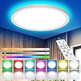 YiLaie Plafoniera LED Soffitto Moderna,24W 2700LM RGB rotonda lampadario soggiorno,Dimmerabile Con Telecomando 3000-6500K Lampadario LED,Per Soggiorno Camera letto Cucina Bagno,lP44,Ø30cm