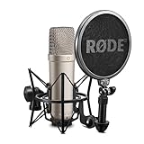 RØDE NT1A Microfono a Condensatore Cardioide a Grande Diaframma con Supporto Antivibrazione, Filtro Antipop e Cavo XLR per Produzione Musicale, Registrazione Vocale, Streaming e Podcasting