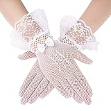 Guanti in Pizzo Bianco Corto Lace Gloves da Donna Guanti in Pizzo Floreale Bianco Guanti per Protezione Solare Festa per la Cena di Nozze da Donna Anni  80 Abbigliamento da Festa Halloween