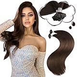 Moresoo Extension Capelli Veri Cheratina Marrone Scuro 35 cm Extension Cheratina Capelli Umani Remy Extension Cheratina Marrone Cioccolato Extension Cheratina #4 50 Ciocche 40 Grammi