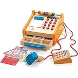 Hape Checkout Register, Kids Wooden 37-Piece Pretend Play Cashier Set with Calculator Function