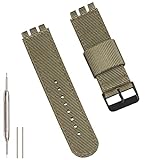 Hijiawee Cinturino di ricambio per Swatch da 17 mm, 19 mm, 20 mm, in morbido nylon balistico militare intrecciato (17 mm, verde)