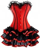 Kelvry Donna Sexy Gothic Lace up Vintage Corsetto e Bustiers Vestito con Gonna Plus Size