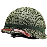 WowZza Imitazione Ww2 Us M1 Helmet in Acciaio Militare Tattico a Doppio Strato in Acciaio+Casco Addominali con Prato Di Copertura Netto Prop Verde